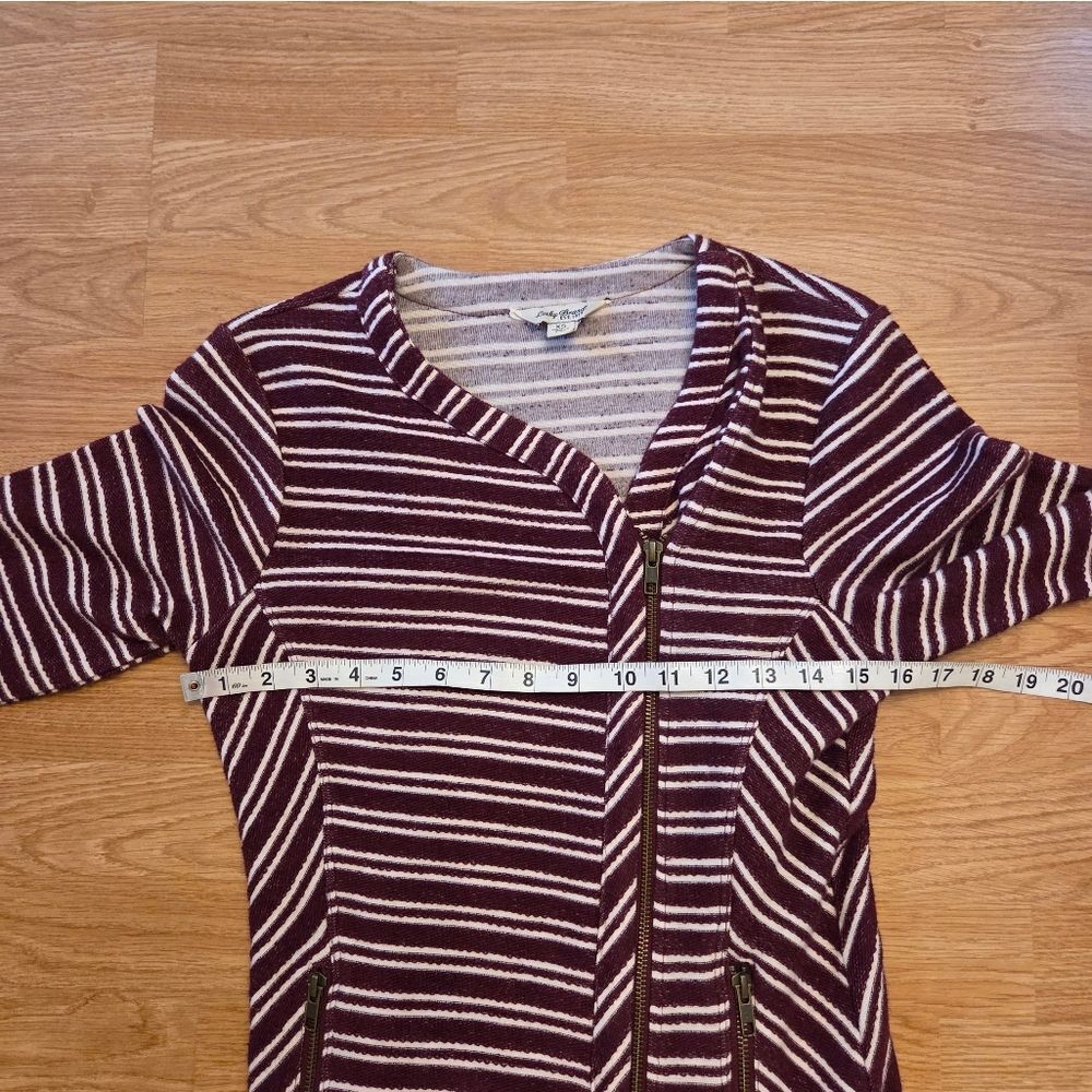 ✨LUCKY BRAND✨ Striped Moto Terry Asymmetrical Zip Jacket - [XS] - Picture 9 of 12